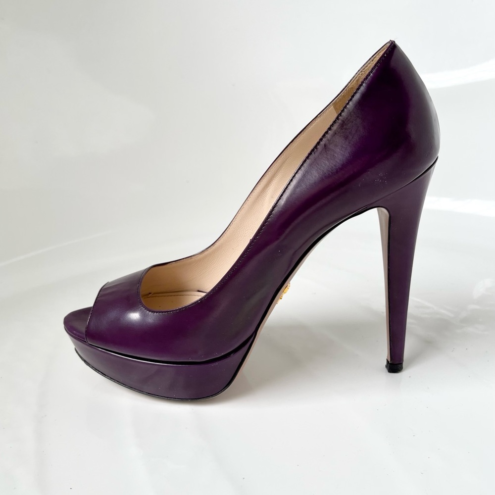 💋PRADA, Plum Leather Pumps open toe - size 38 (8)
